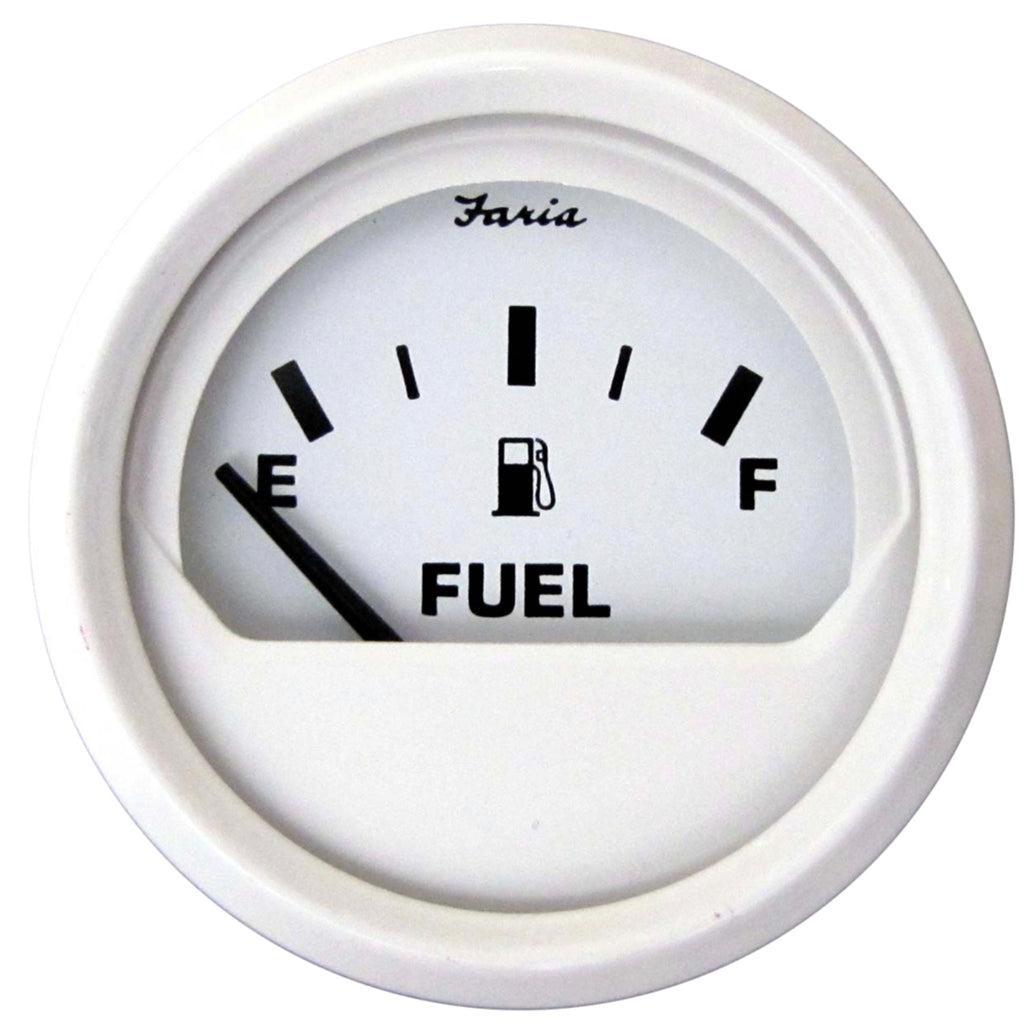 Faria Illuminated Marine Fuel Gauge, 240-30 Ohms, White/White – e