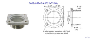 Rochester Gauges 0022-05246 2-1/2" Bolt Circle Adapter, 1-1/2” NPT