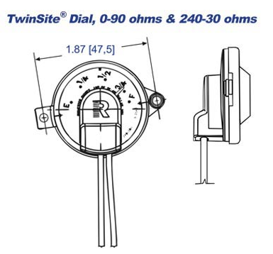 Rochester Gauges Jr. Dial Capsule 5872S02684P 0-90 Ohms P5872S02684, 5871S02684, 5-2684