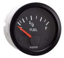 VDO Vision Illuminated Fuel Gauge, 240-30 Ohms, Black/Black