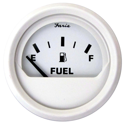 Faria Illuminated Marine Fuel Gauge, 240-30 Ohms, White/White